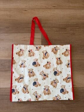 4th of July teddy bear reusable tote bag